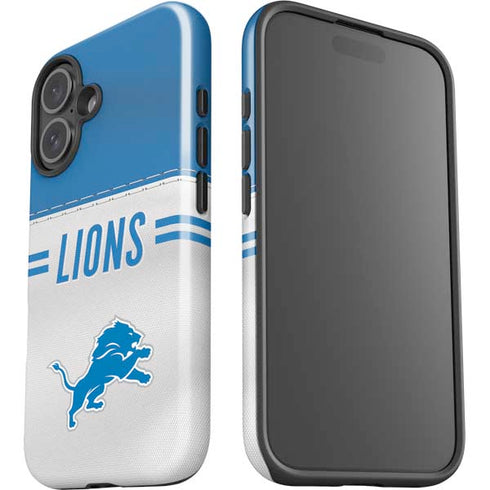 NFL Detroit Lions White Striped iPhone 16 Plus Impact Case